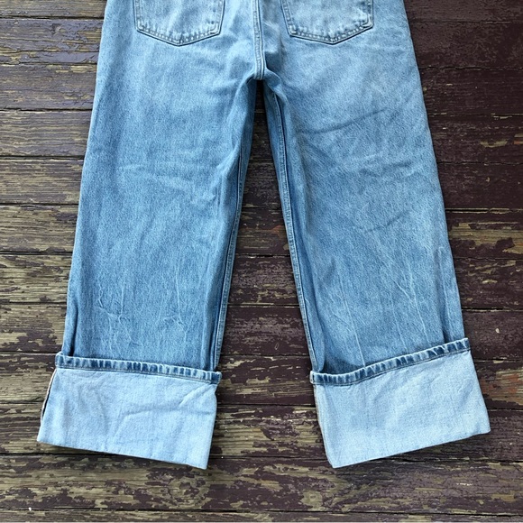 Zara Mid Rise Loose Jeans Folded Cuffs Wide Leg 10 - Picture 9 of 13